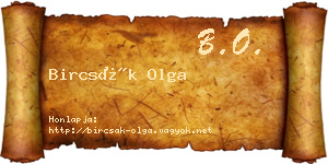 Bircsák Olga névjegykártya